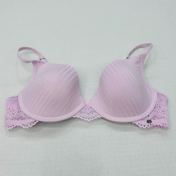 Lucky Brand Pink Lace Trim  Push Up Bra 36C Underwire Dainty Soft Cottagecore - Picture 2 of 6